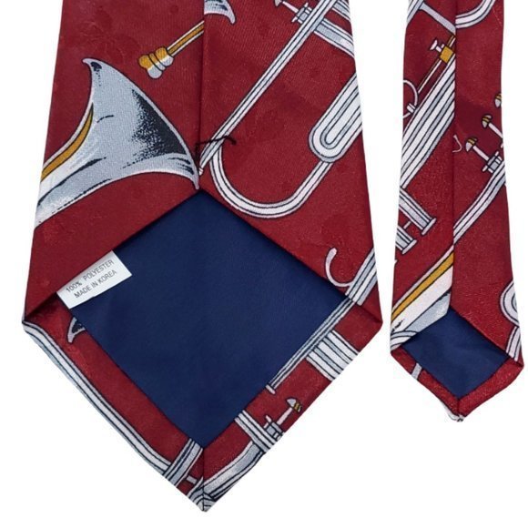 Renaissance Tie Necktie Trumpet Music Band Red Maroon Silver‎ Hand Made - Picture 12 of 12